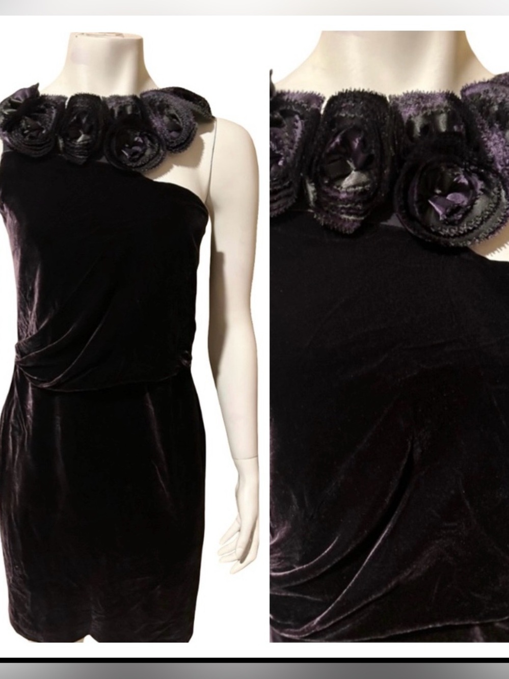EMPORIO Armani Rosette Appliqué Velvet Dress
